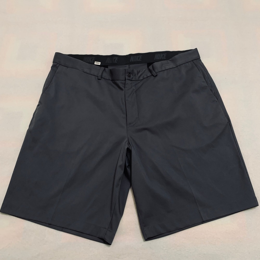 Nike Golf Shorts Men's 40 Gray Dri-FIT Standard Fit Flat Front 10" Inseam